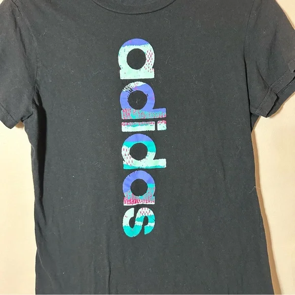 Adidas Black Graphic Tee with Colorful Lettering Women’s Size Medium - Picture 7 of 7